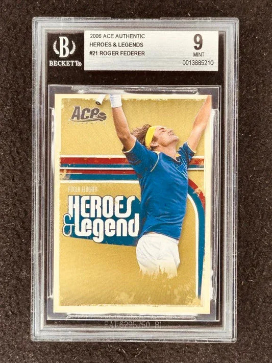 Roger Federer 2006 ACE Authentic Heroes & Legends tennis card BGS Graded 9 MINT - AutographsForSale.com
