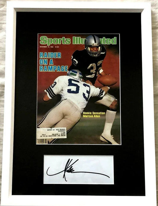 Marcus Allen autograph framed Raiders 1982 Sports Illustrated cover JSA - AutographsForSale.com