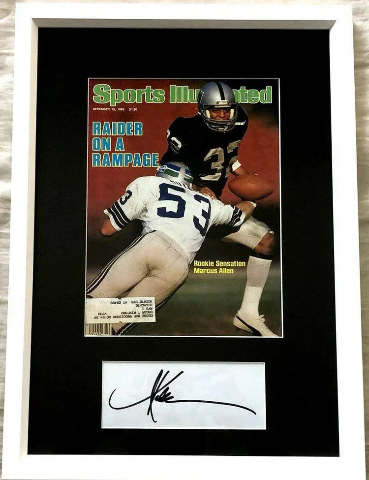 Marcus Allen autograph framed Raiders 1982 Sports Illustrated cover JSA - AutographsForSale.com