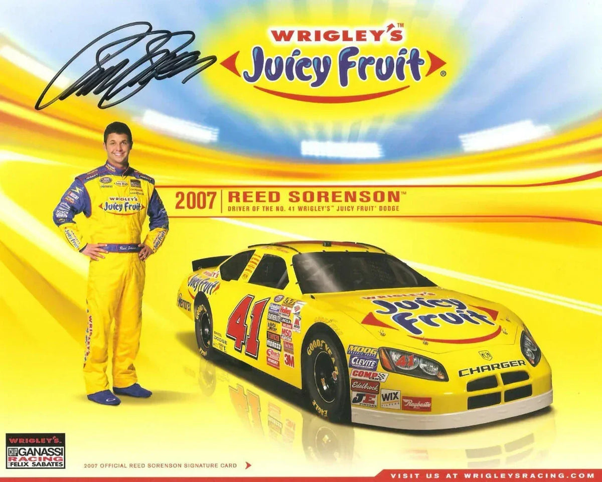 Reed Sorenson signed 2007 Juicy Fruit 8x10 NASCAR photo card - AutographsForSale.com