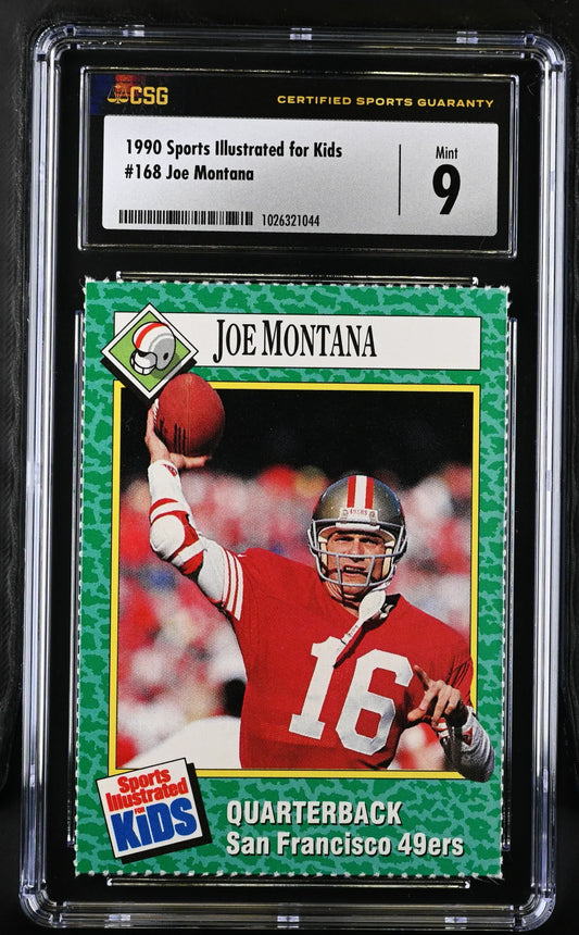 Joe Montana SF 49ers 1990 SI for Kids card CSG grade 9 MT - AutographsForSale.com