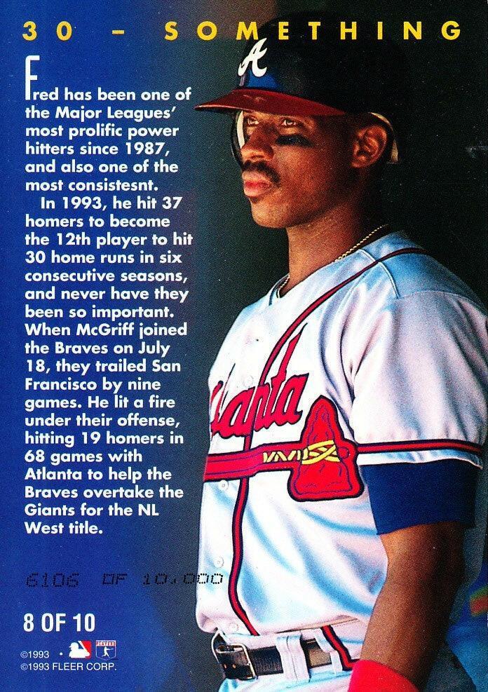 Fred McGriff Braves 1994 Fleer Golden Moments jumbo card 10000 - AutographsForSale.com