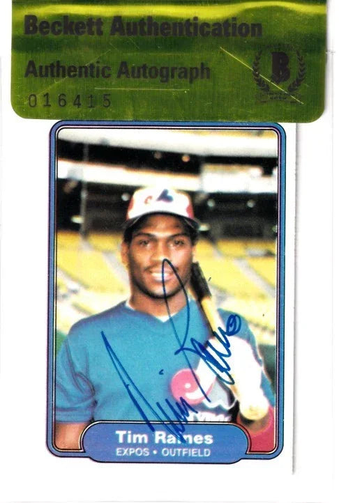 Tim Raines signed Expos 1982 Fleer card BAS certified - AutographsForSale.com