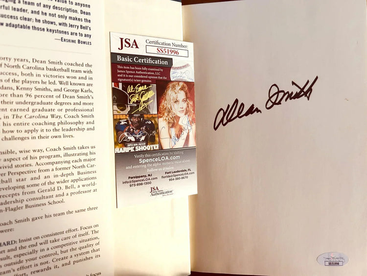 Dean Smith autographed Carolina Way hardcover book JSA - AutographsForSale.com