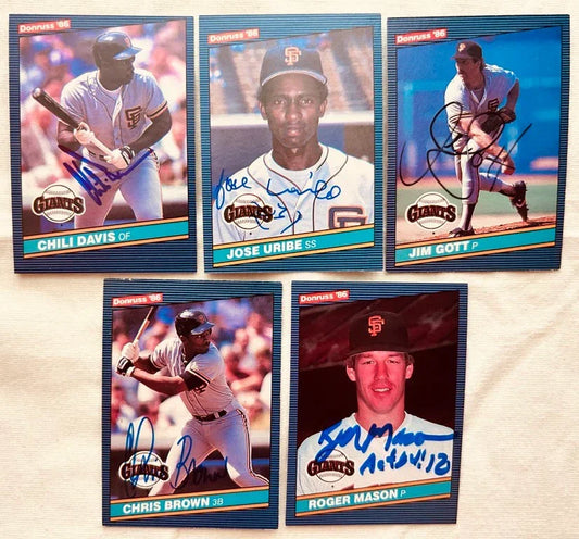 5 signed 1986 Donruss SF Giants cards Chris Brown RC Chili Davis Jose Uribe - AutographsForSale.com