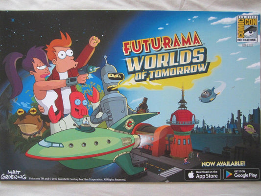 Futurama Worlds of Tomorrow 2017 SDCC exclusive poster 1500 - AutographsForSale.com