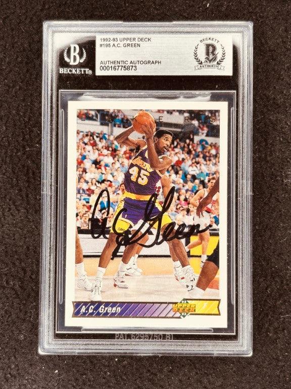 A.C. Green signed LA Lakers 1992-93 Upper Deck card BAS slab - AutographsForSale.com