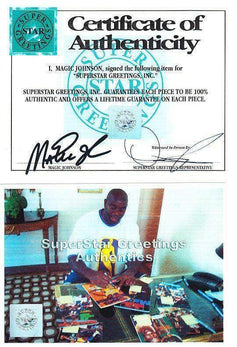 Magic Johnson autographed Los Angeles Lakers 1984 Sports Illustrated Superstar Greetings - AutographsForSale.com