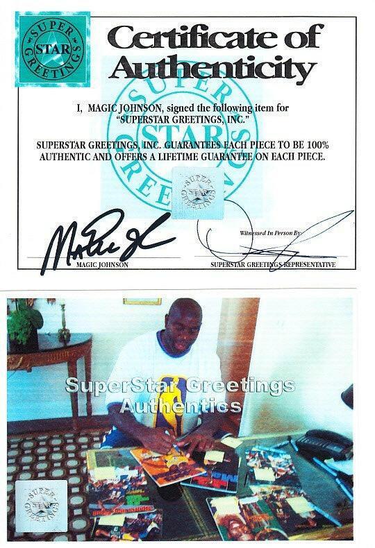 Magic Johnson autographed Los Angeles Lakers 1984 Sports Illustrated Superstar Greetings - AutographsForSale.com