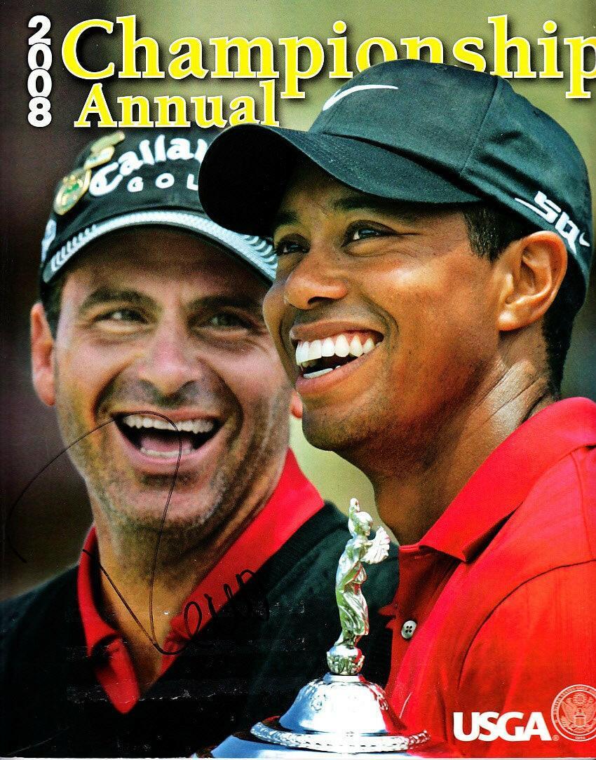 Rocco Mediate signed 2008 US Open Championship Annual golf magazine w/ Tiger Woods - AutographsForSale.com