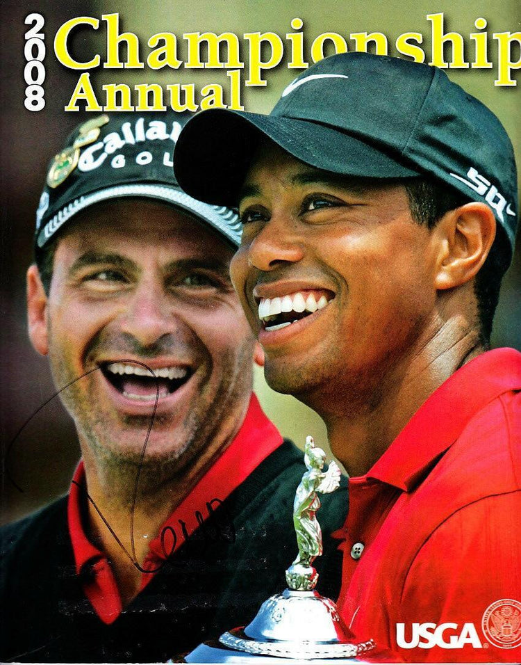 Rocco Mediate signed 2008 US Open Championship Annual golf magazine w/ Tiger Woods - AutographsForSale.com