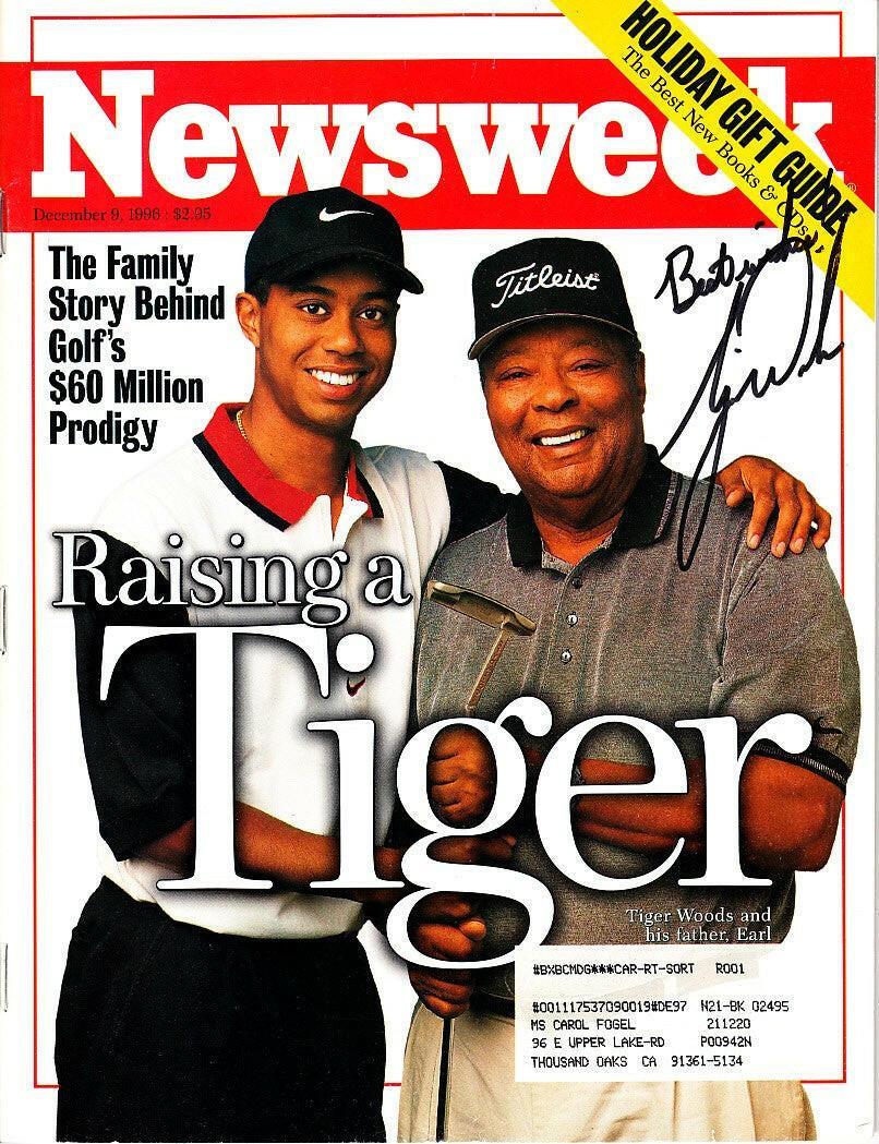 Tiger Woods signed 1996 Newsweek magazine with Best wishes! - AutographsForSale.com