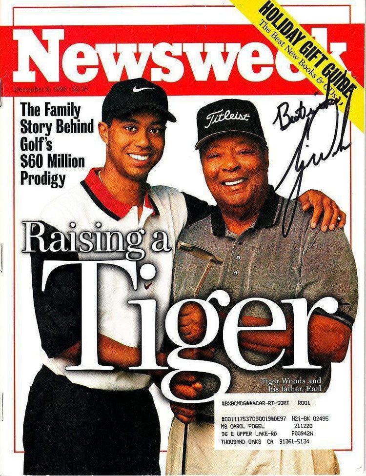 Tiger Woods signed 1996 Newsweek magazine with Best wishes! - AutographsForSale.com
