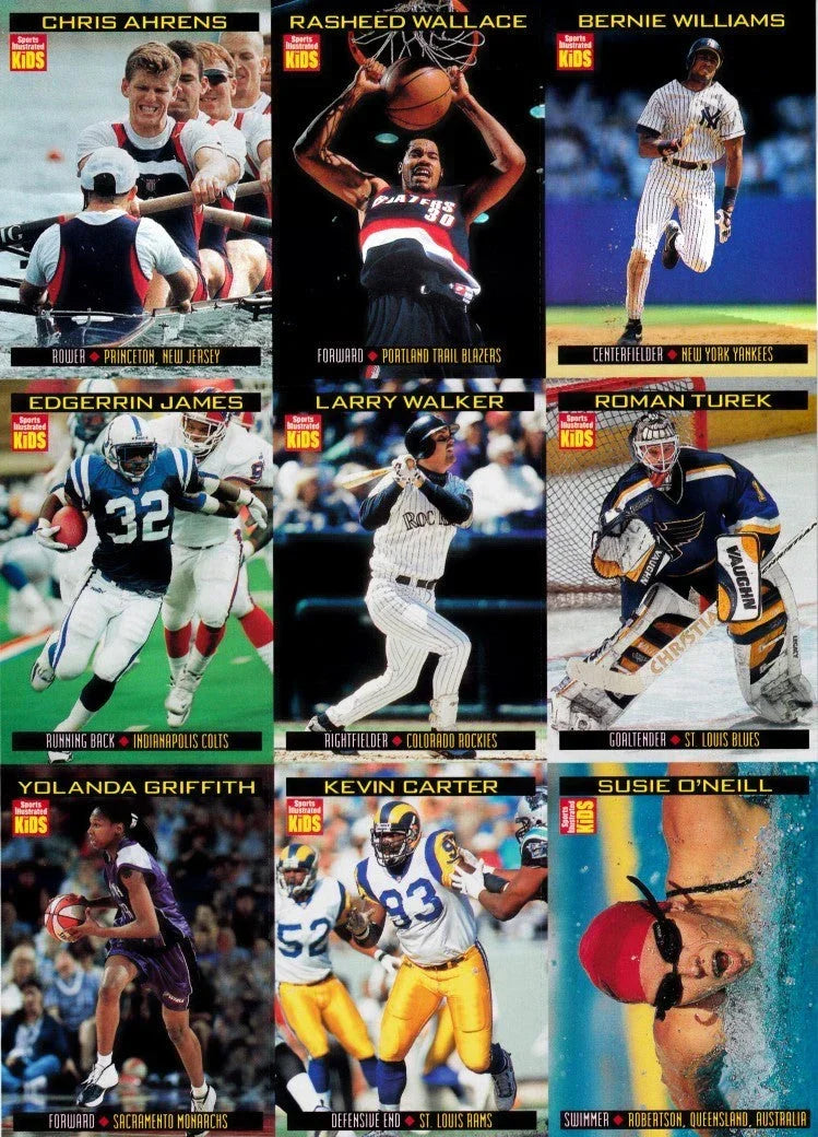 Edgerrin James Larry Walker Bernie Williams 2000 SI for Kids card sheet - AutographsForSale.com