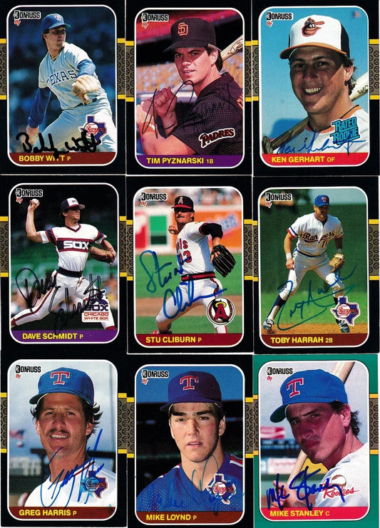 9 signed 1987 Donruss cards Mike Stanley RC Bobby Witt RC Toby Harrah - AutographsForSale.com