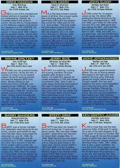 Autographed 1999 SI for Kids card sheet John Elway Steffi Graf Ken Griffey Jr Wayne Gretzky Mia Hamm Jerry Rice JSA - AutographsForSale.com