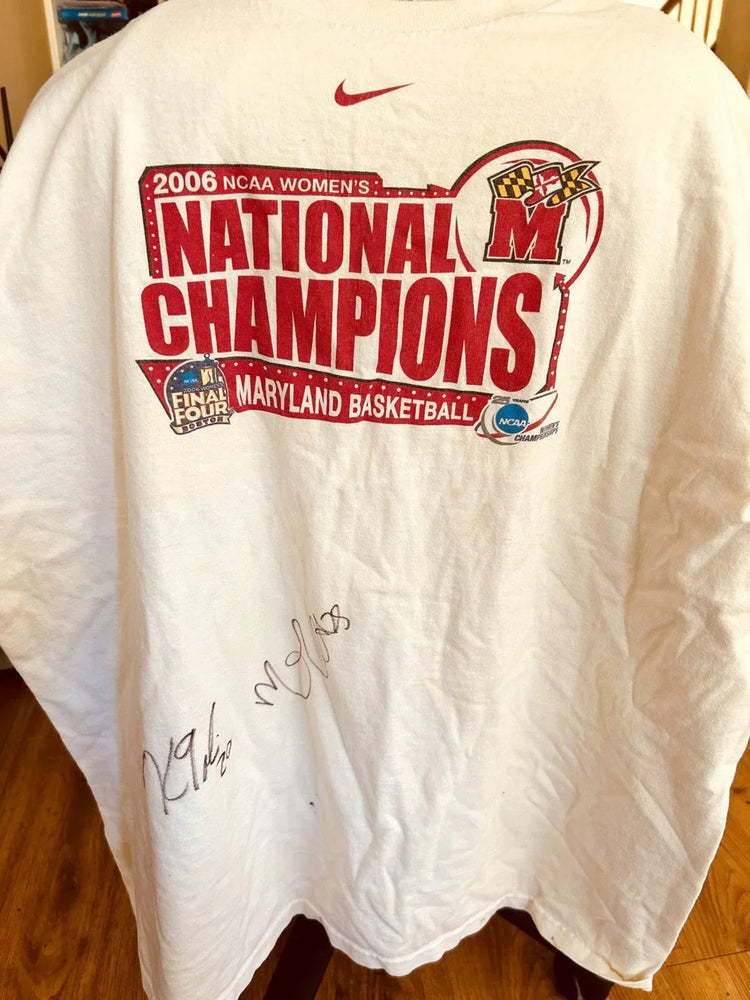 Marissa Coleman & Kristi Toliver signed 2006 Maryland Women’s basketball NCAA Champs T-shirt - AutographsForSale.com