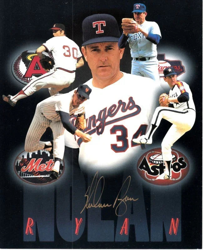 Nolan Ryan autographed career montage 6 1/2 by 8 photo JSA - AutographsForSale.com