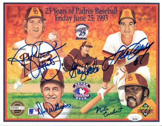 Nate Colbert Steve Garvey Randy Jones Graig Nettles Dick Williams autographed Padres 1993 Upper Deck card sheet JSA - AutographsForSale.com