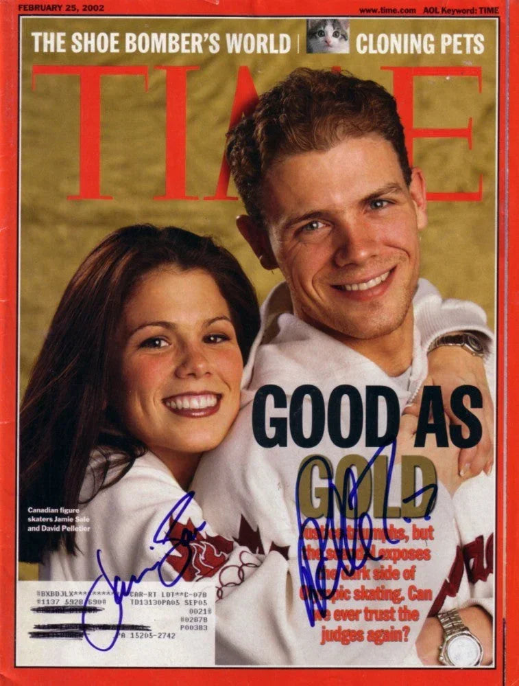 David Pelletier & Jamie Sale signed 2002 Olympics Time magazine JSA - AutographsForSale.com