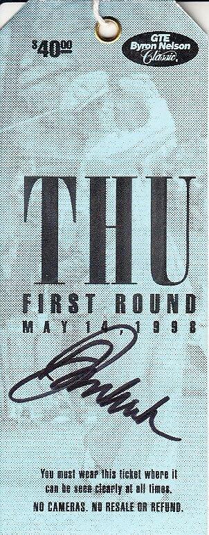 John Cook autographed 1998 Byron Nelson PGA Tour golf ticket - AutographsForSale.com