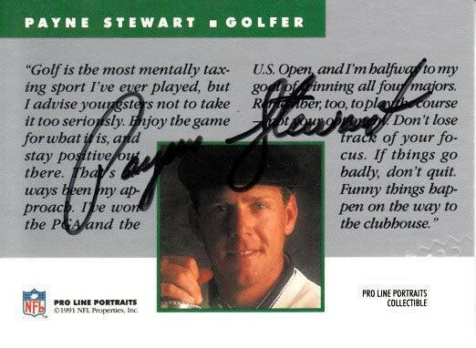Payne Stewart certified signed 1991 NFL Pro Line Portraits golf card - AutographsForSale.com