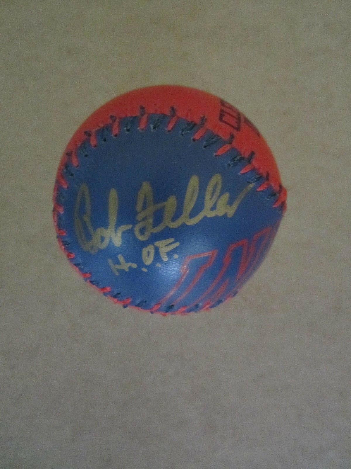 Bob Feller signed Indians Leather logo Baseball with HOF JSA - AutographsForSale.com