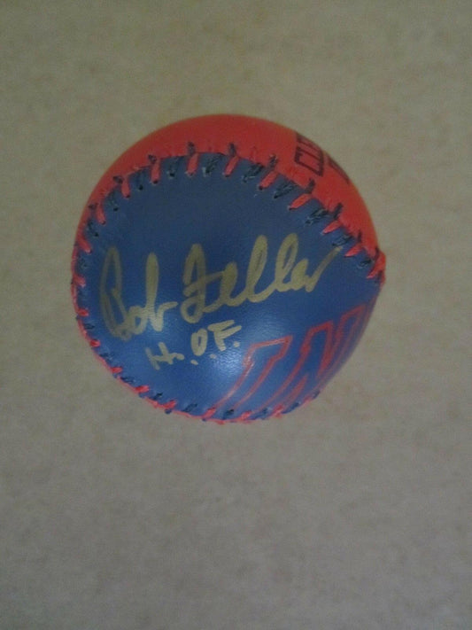 Bob Feller signed Indians Leather logo Baseball with HOF JSA - AutographsForSale.com