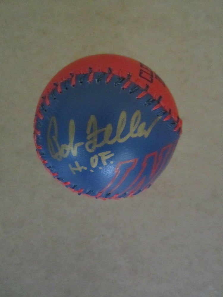Bob Feller signed Indians Leather logo Baseball with HOF JSA - AutographsForSale.com