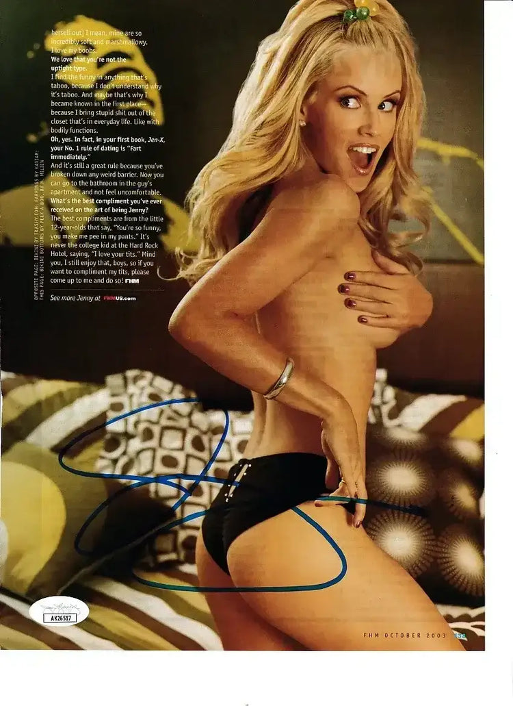 Jenny McCarthy autographed 2005 FHM magazine sexy photo JSA - AutographsForSale.com