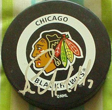 Bernie Nicholls autographed Chicago Blackhawks puck - AutographsForSale.com
