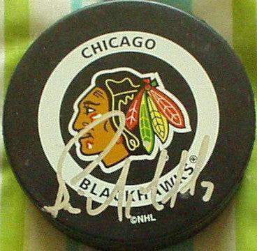 Bernie Nicholls autographed Chicago Blackhawks puck - AutographsForSale.com