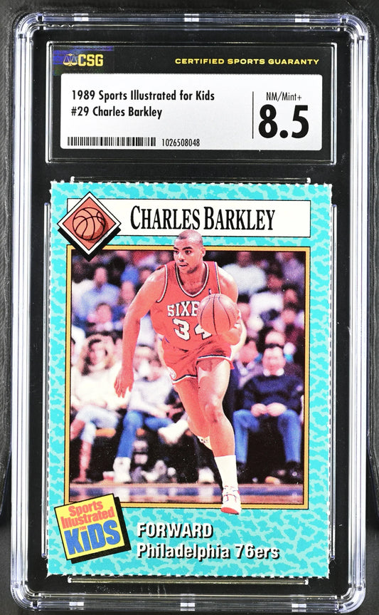 Charles Barkley Philadelphia 76ers 1989 Sports Illustrated for Kids card CSG graded 8.5 - AutographsForSale.com