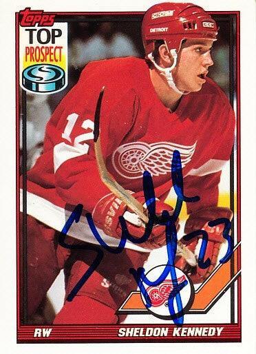 Sheldon Kennedy autographed Detroit Red Wings 1991-92 Topps card - AutographsForSale.com