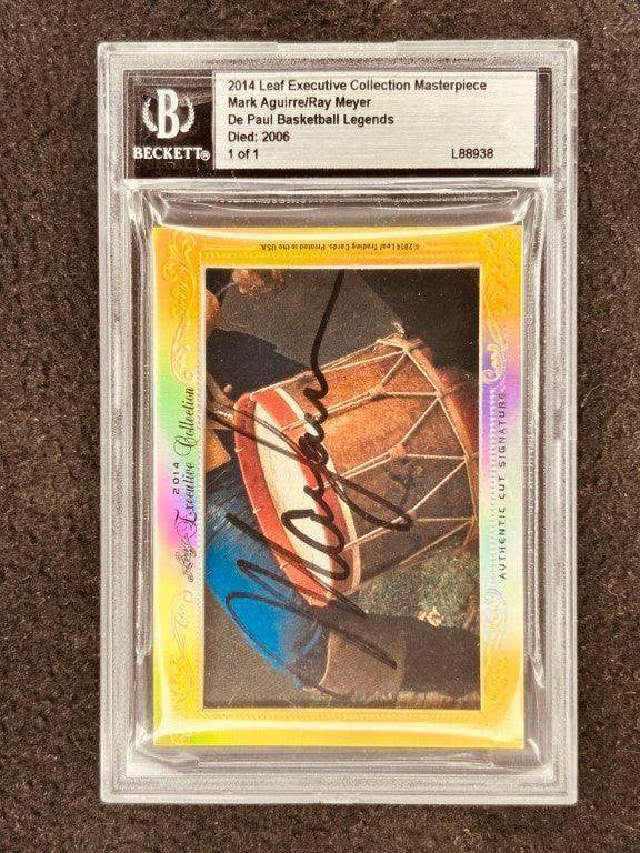 Mark Aguirre & Ray Meyer 2014 Leaf Masterpiece Cut Signature certified signed card 1/1 DePaul - AutographsForSale.com