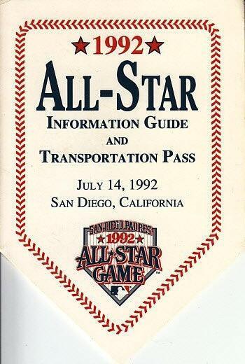 1992 MLB All-Star Game Info Guide & Transportation Pass - AutographsForSale.com