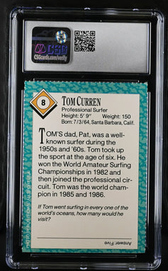 Tom Curren 1989 Sports Illustrated For Kids Surfing Rookie Card CSG Graded 6 ExMt - AutographsForSale.com