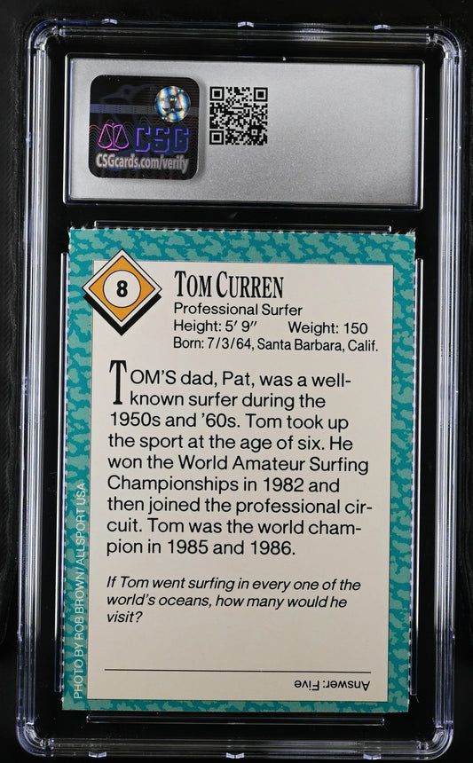Tom Curren 1989 Sports Illustrated For Kids Surfing Rookie Card CSG Graded 6 ExMt - AutographsForSale.com