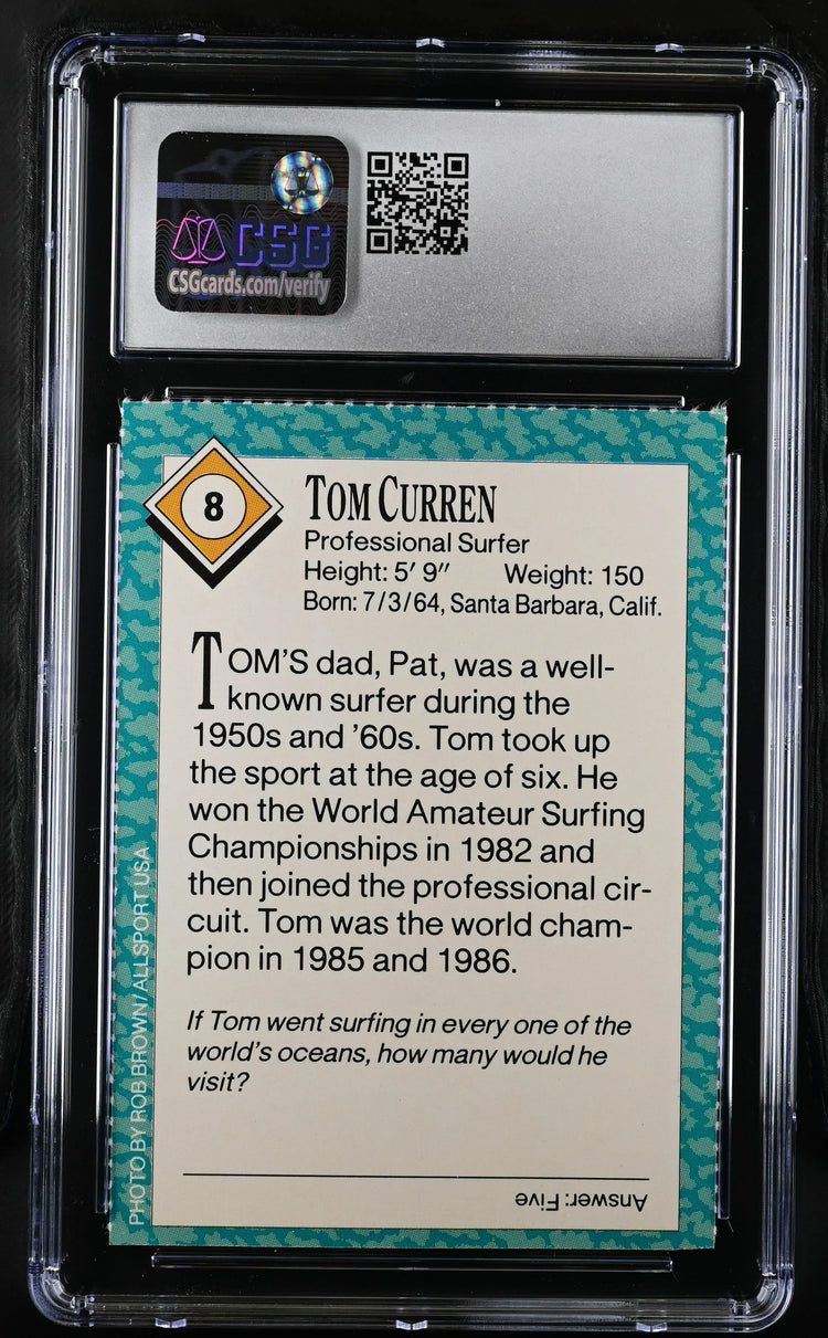 Tom Curren 1989 Sports Illustrated For Kids Surfing Rookie Card CSG Graded 6 ExMt - AutographsForSale.com