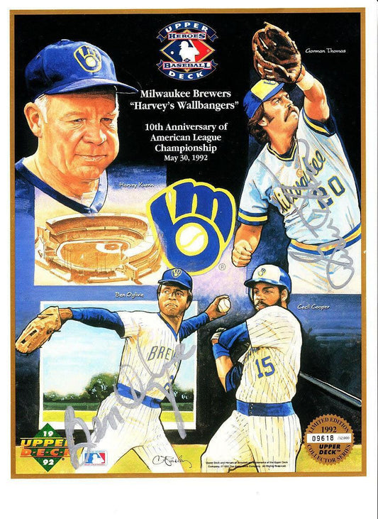 Ben Oglivie & Gorman Thomas signed 1992 Brewers Upper Deck card sheet - AutographsForSale.com