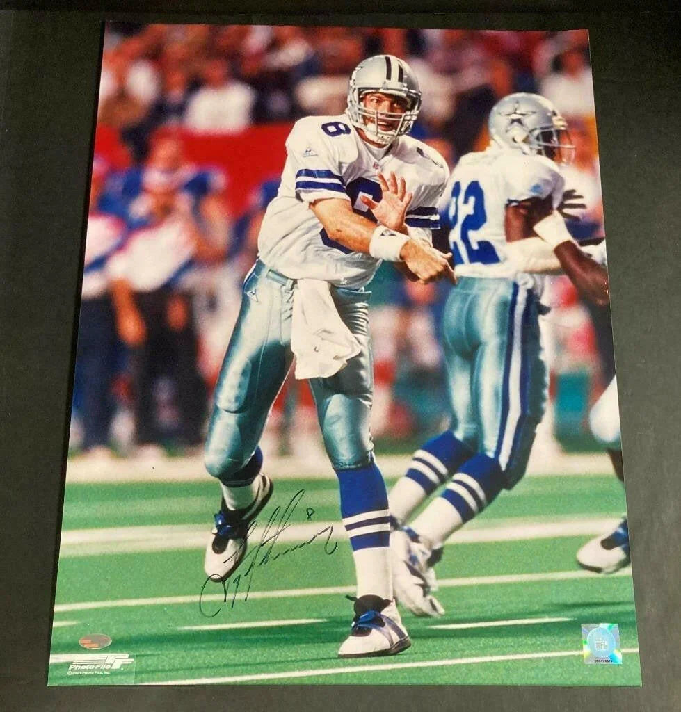 Troy Aikman signed Dallas Cowboys 16x20 poster or photo Steiner - AutographsForSale.com