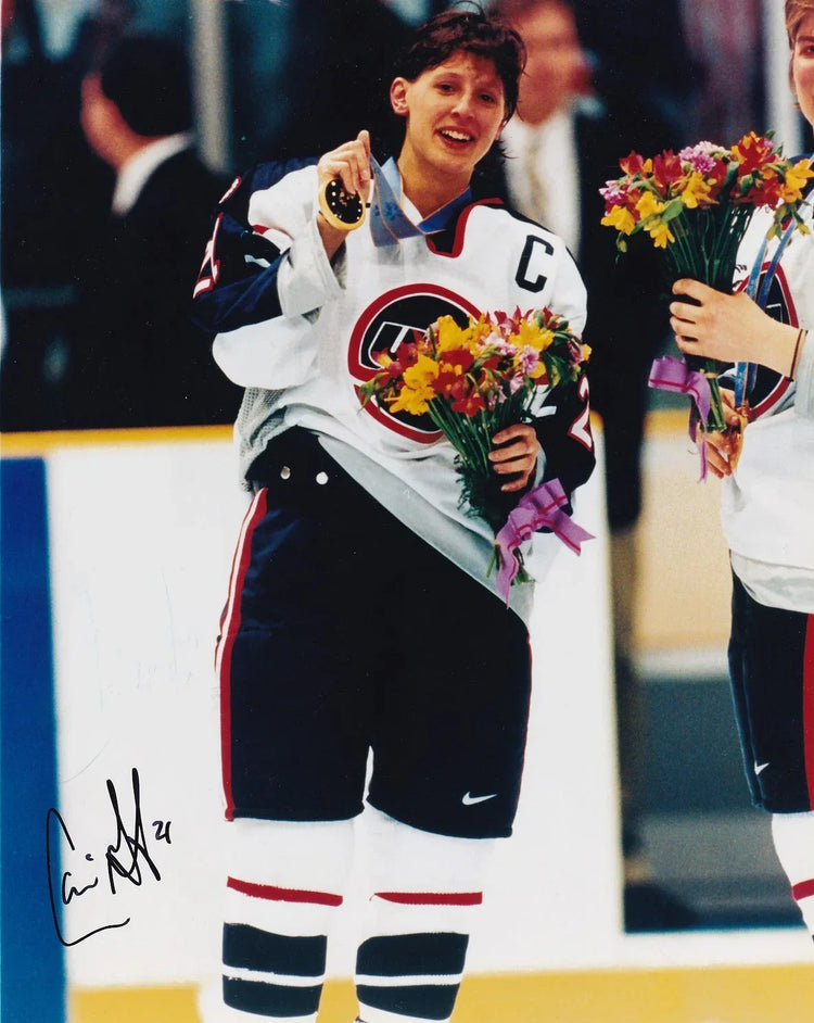 Cammi Granato signed 1998 US Women’s hockey team gold medal 8x10 photo - AutographsForSale.com