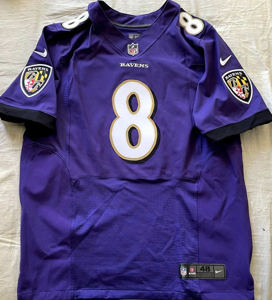 Lamar Jackson Ravens 2018 ROOKIE Nike Elite purple game model jersey NEW - AutographsForSale.com