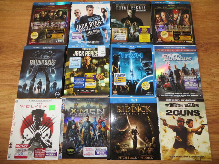 14 Blu-ray DVD movie slipcovers Jack Reacher Pirates of the Carribean Wolverine X-Men Days of Future Past - AutographsForSale.com