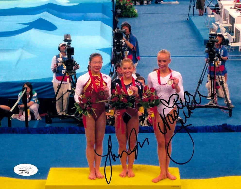 Shawn Johnson and Nastia Liukin autographed 2008 Olympic gymnastics 8x10 photo JSA - AutographsForSale.com