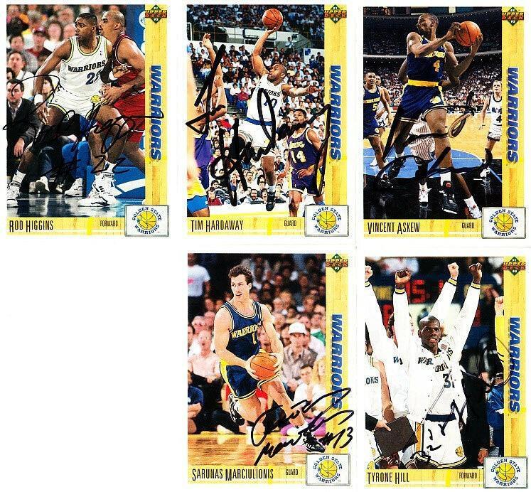 5 Golden State Warriors autographed 1991-92 Upper Deck cards Tim Hardaway Sarunas Marciulionis - AutographsForSale.com