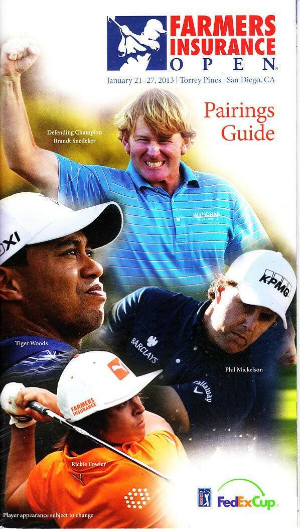 2013 Farmers Insurance Open program Pairings Tiger Woods PGA Tour Win 75 - AutographsForSale.com