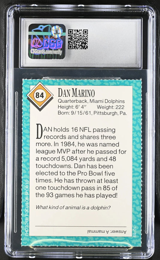Dan Marino Miami Dolphins 1989 Sports Illustrated for Kids card CSG graded 9 MINT - AutographsForSale.com