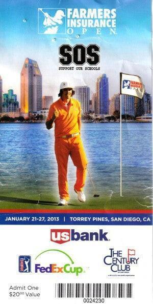 2013 Farmers Insurance Open PGA Tour golf ticket Tiger Woods 75th PGA Tour 75 - AutographsForSale.com