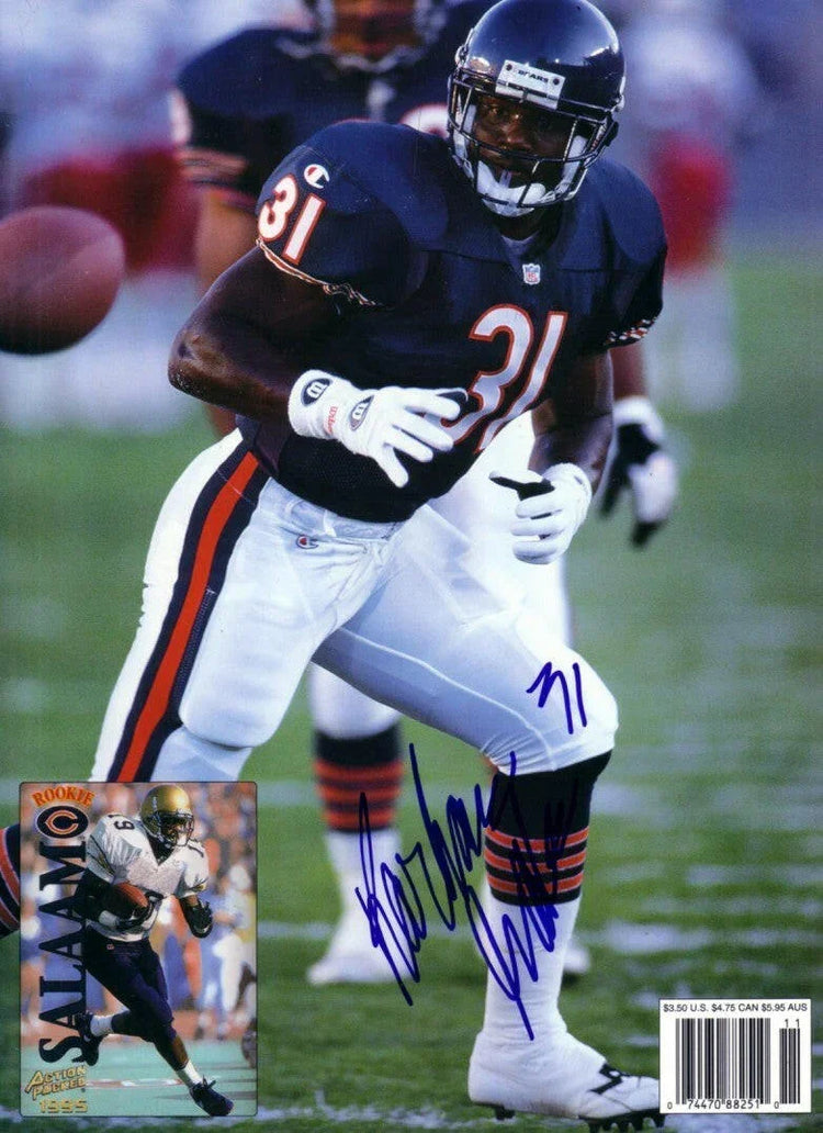 Rashaan Salaam signed Chicago Bears Beckett Football cover photo - AutographsForSale.com